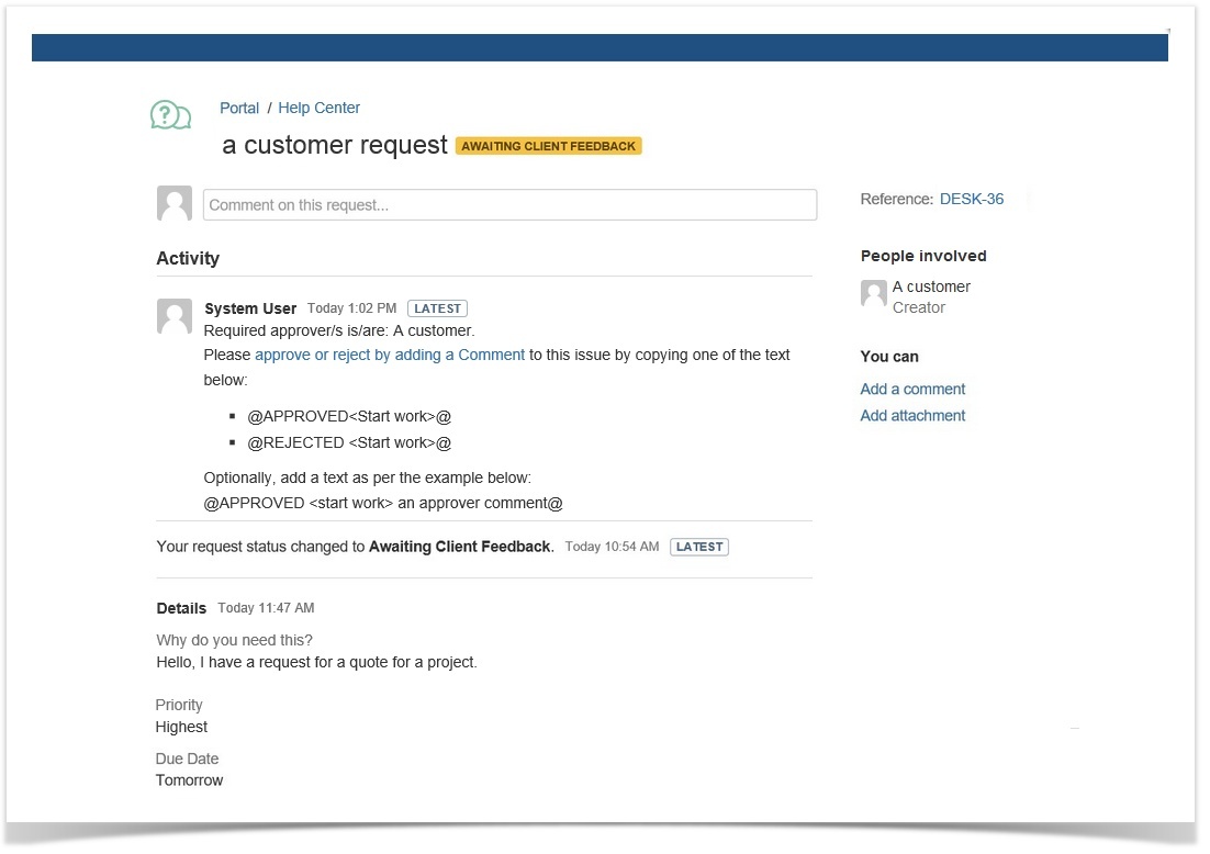 Approval Notification Via Comments Herzum
